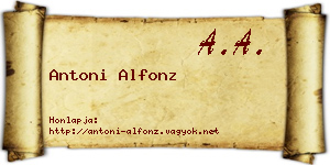 Antoni Alfonz névjegykártya